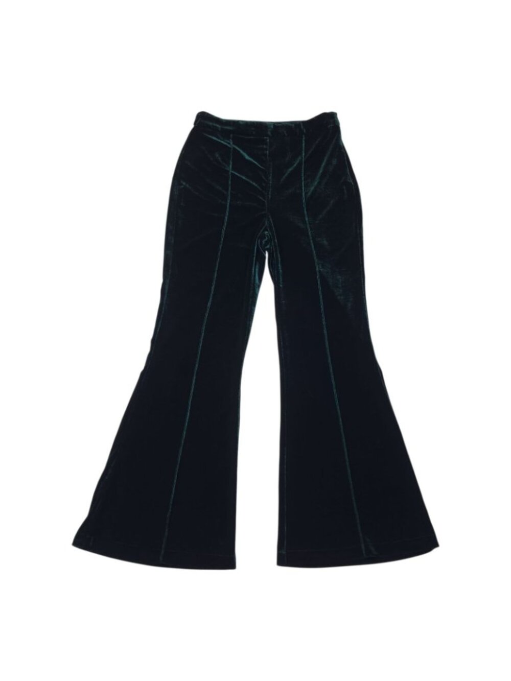 Lulus Womens Green Velvet Flared Pants Small Green Stretch Beautiful